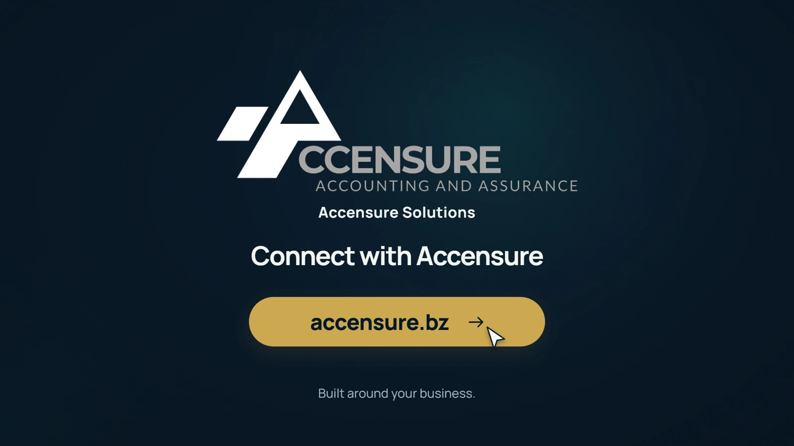 Accensure animated brand film, using navy, teal and gold typography